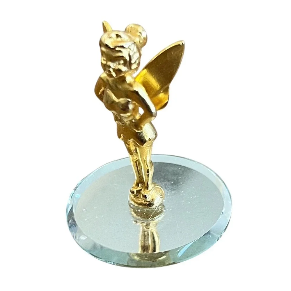 TinkerBell Gold Painted Figurine on Mirror Base 1-7/8 in Disney Collectible